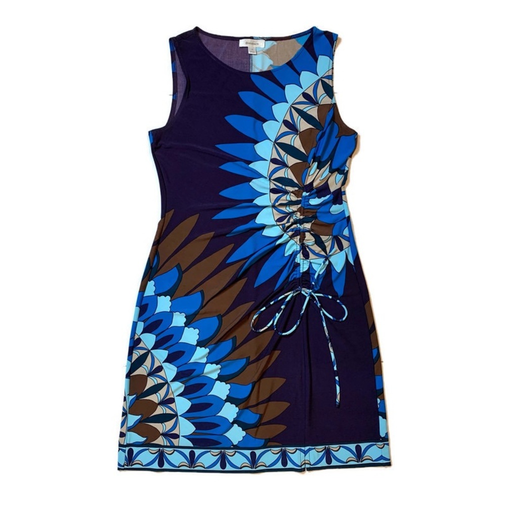 Dress Barn Mod Floral Print Ruched Tie Shift Dress